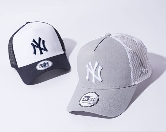 Kšiltovka New Era - MLB Clean 9FORTY Trucker - NY Yankees - Gray / White