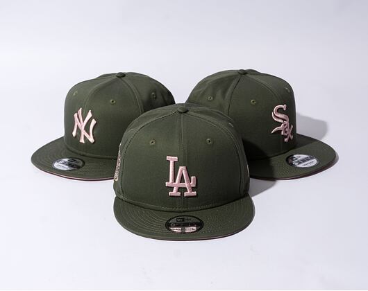 Kšiltovka New Era 9FIFTY MLB Side Patch Los Angeles Dodgers New Olive / Dirty Rose