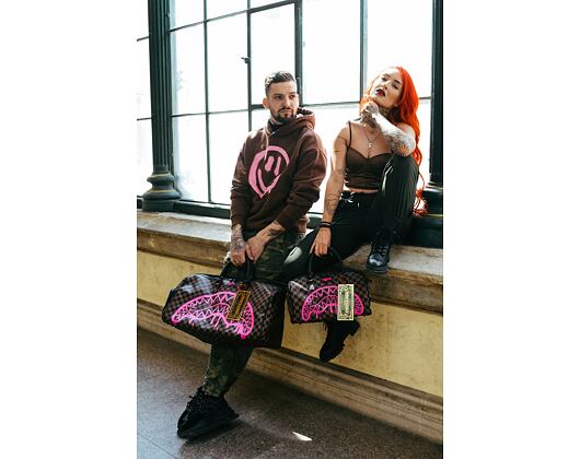 Taška Sprayground Pink Drip Brown Check Mini Duffle