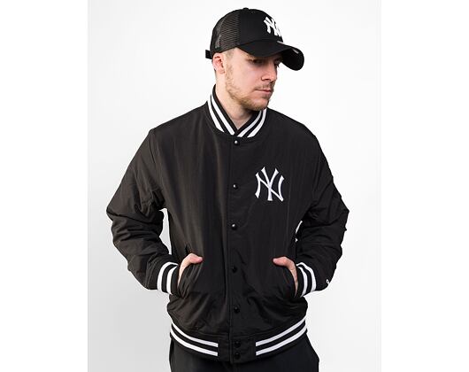 Bunda New Era Team Logo Back Print Bomber New York Yankees Black / Optic White