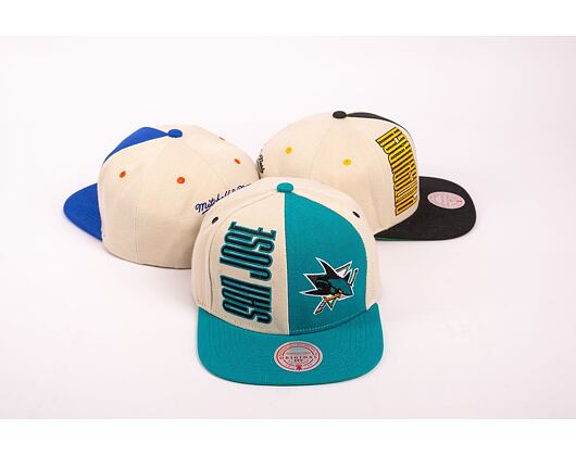 Kšiltovka Mitchell & Ness NHL Pop Panel Snapback San Jose Sharks Off White