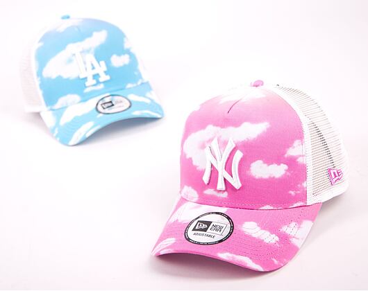 Kšiltovka New Era 9FORTY A-Frame Trucker MLB Cloud All Over Print Trucker New York Yankees Orange / 