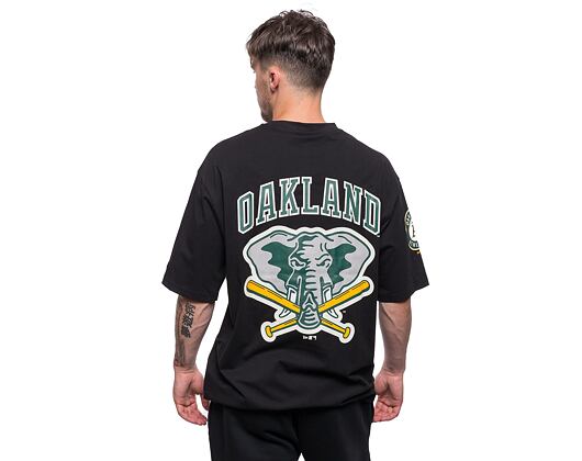 Triko New Era MLB Large Logo Oversized Tee Oakland Athletics Cooperstown Black / Dark Green