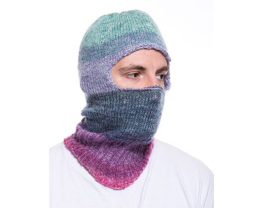 Custom made pletená Balaclava kukla - Baby Blue/ Magenta