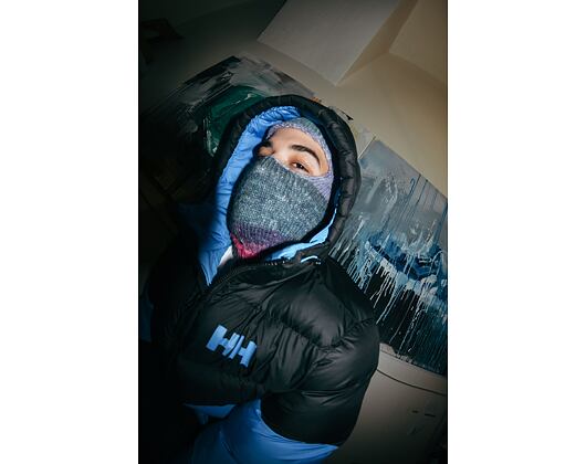 Custom made pletená Balaclava kukla - Baby Blue/ Magenta