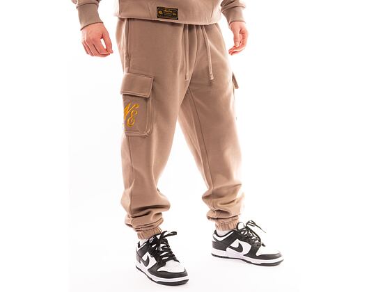 Tepláky New Era Script Cargo Joggers Ash Brown / Metalic Gold