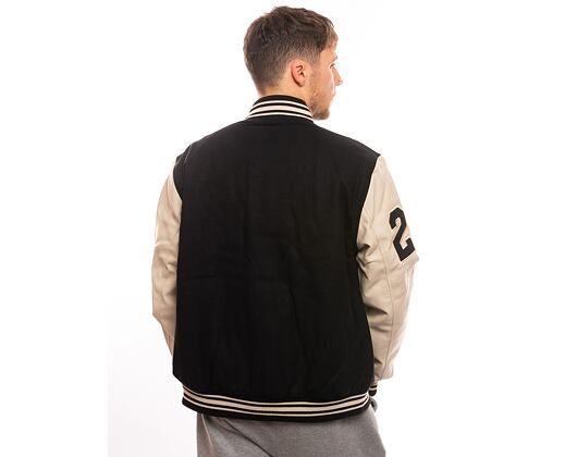 Bunda New Era Script Logo Varsity Jacket Black / Off White