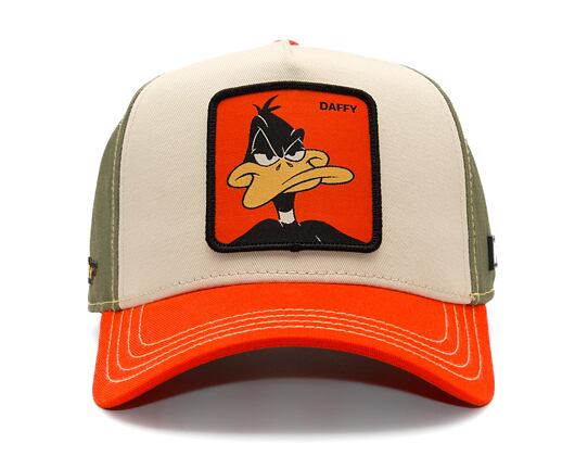 Kšiltovka Capslab - Trucker Looney Tunes - Daffy Duck - Cream / Olive / Orange
