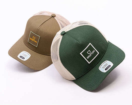 Kšiltovka Brixton - Alpha Block X C Mp Mesh Cap - Dark Forest/Off White