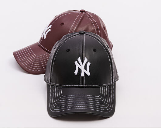 Dámská Kšiltovka New Era - MLB Contrast Stitch PU Leather 9FORTY - NY Yankees - Black / White