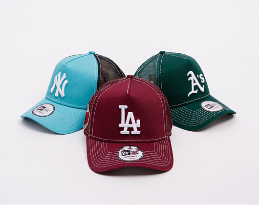 Kšiltovka New Era - MLB Contrast Stitch WS Retro 9FORTY Trucker - LA Dodgers - Burgundy