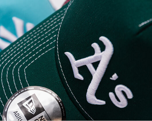 Kšiltovka New Era - MLB Contrast Stitch WS Retro 9FORTY Trucker - Oakland Athletics - Dark Green