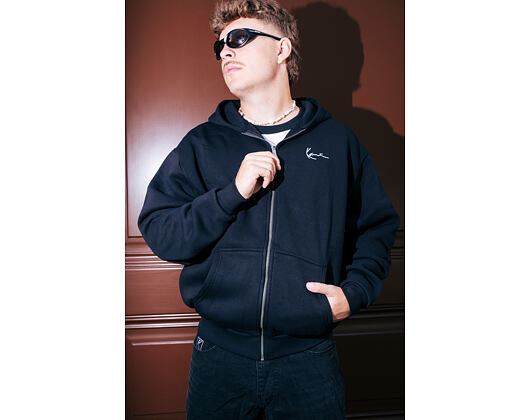 Mikina Karl Kani - Chest Signature Essential Oversized Zip Hoodie - Black