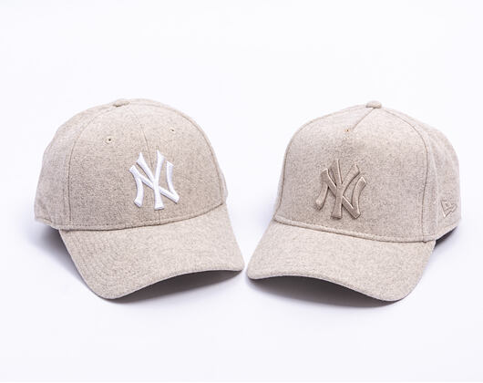 Kšiltovka New Era - MLB Melton Wool 9FORTY - NY Yankees - Stone / White