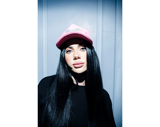 Kšiltovka Reflection Luxury Velvet Rhinostones Pink / White