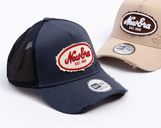 Kšiltovka New Era - Branded Oval Canvas Distress 9FORTY Trucker - Navy