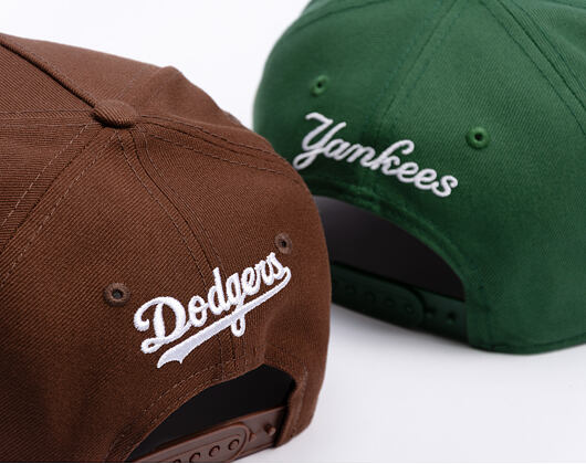 Kšiltovka New Era - MLB Outline Script 9FORTY A-Frame - LA Dodgers - Chestnut Brown
