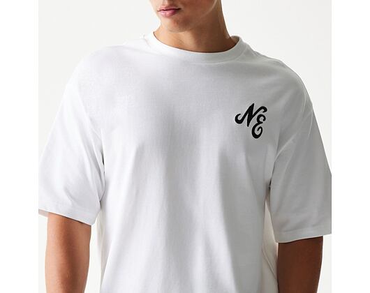 Triko New Era - Floral Graphic Oversized Tee - White