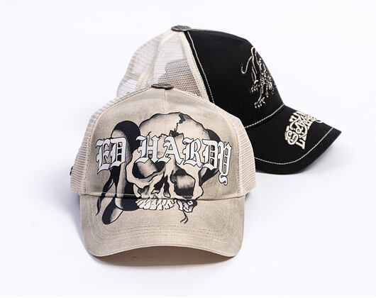 Kšiltovka Ed Hardy - Gothic Skull Tab 5 Panel Trucker Cap - Dove