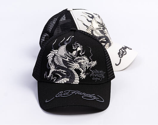 Kšiltovka Ed Hardy - Mono Giant Dragon Twill Front Mesh Trucker - Black/Black