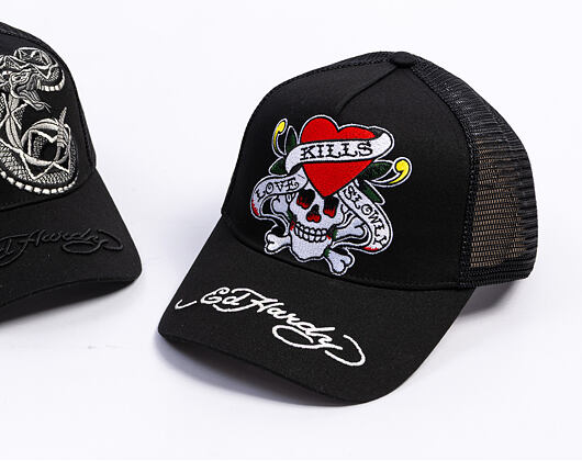 Kšiltovka Ed Hardy - Love-Slowly Twill Front Mesh Trucker - Black