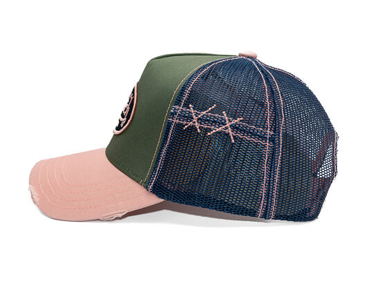 Kšiltovka Von Dutch - Trucker - Cali Patch Olive/Distressed Pink Denim
