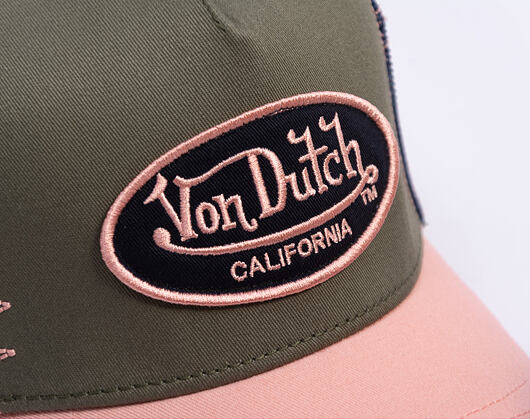 Kšiltovka Von Dutch - Trucker - Cali Patch Olive/Distressed Pink Denim