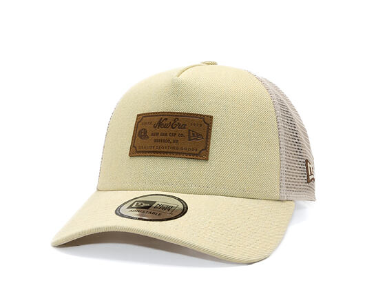 Kšiltovka New Era - Branded Denim Leather Patch 9FORTY A-Frame Trucker - Camel