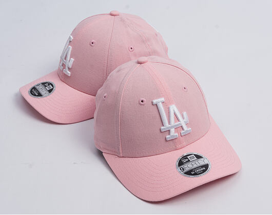 Dětská Kšiltovka New Era - MLB Linen 9FORTY M-CROWN - LA Dodgers - Pink Rouge / White