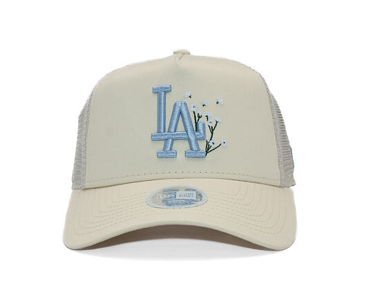 Dámská Kšiltovka New Era - MLB Floral 9FORTY A-Frame Trucker - LA Dodgers - Cream / Sky Blue