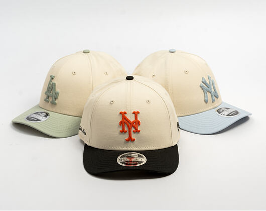 Kšiltovka New Era - MLB Side Script 9FORTY M-CROWN - NY Mets - Cream / Black