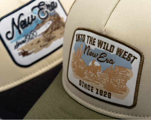 Kšiltovka New Era - Branded Wild West Patch 9FORTY M-CROWN A-Frame Trucker - New Olive / Stone