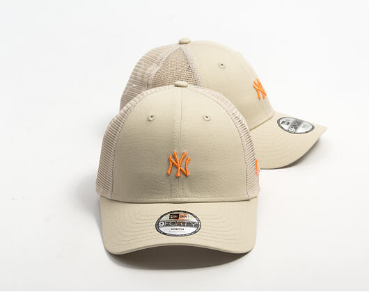 Dětská Kšiltovka New Era - MLB Homefield 9FORTY Trucker - NY Yankees - Stone / Orange