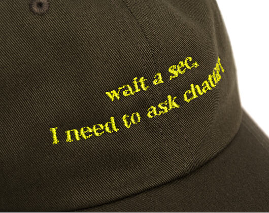 Kšiltovka 8by8 - Dadcap - "Wait a sec, I need to ask chatGPT" - Army/ Volt Yellow