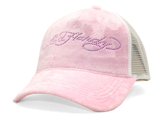 Kšiltovka Ed Hardy - Diamante Velour 5 Panel Trucker Cap - Pink