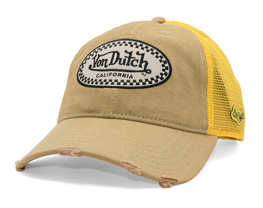 Kšiltovka Von Dutch - Baseball Cap - California Patch - Tan / Yellow