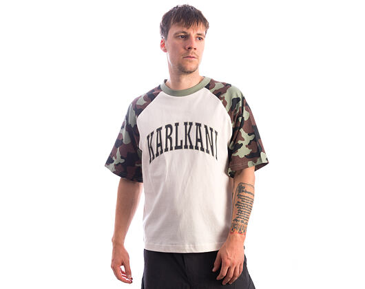 Triko Karl Kani - Sport College Boxy Raglan T-Shirt - Cream/Camo