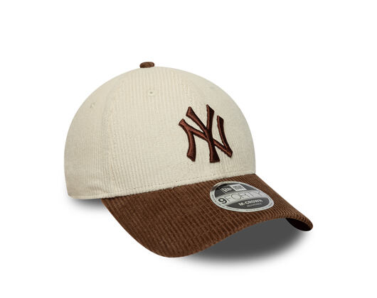 Kšiltovka New Era - MLB Cord 9FORTY M-CROWN - NY Yankees - Cream / Deep Auburn