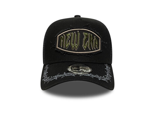Kšiltovka New Era - Branded Distressed Patch 9FORTY A-Frame Trucker - Black