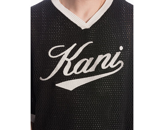 Triko Karl Kani - Cursive Varsity Crochet Boxy T-Shirt - Black