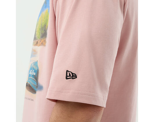 Triko New Era - Branded Beach Graphic Oversized Tee - Pink Rouge