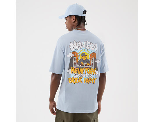 Triko New Era - Branded Block Party Graphic Oversized Tee - Sky Blue