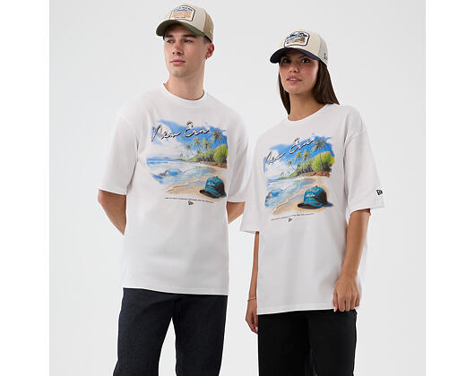 Triko New Era - Branded Beach Graphic Oversized Tee - White