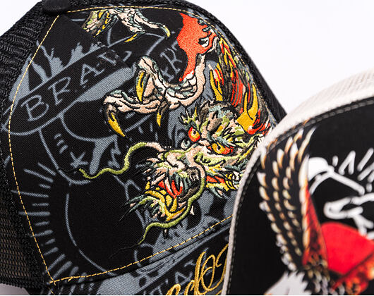 Kšiltovka Ed Hardy - Unisex Crawling Dragon 5 Panel Trucker Cap - Black