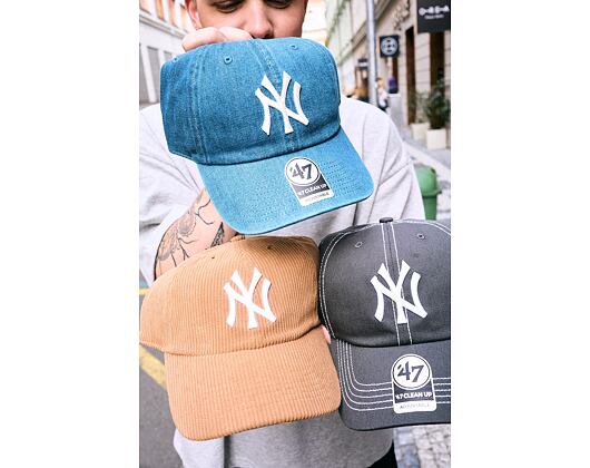 Kšiltovka '47 Brand - MLB Contrast Stitch CLEAN UP - NY Yankees - Steel