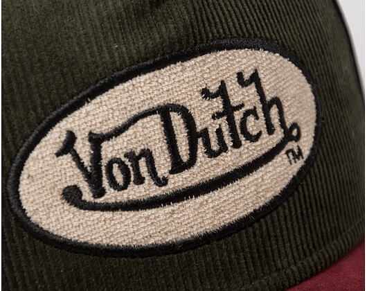 Kšiltovka Von Dutch - Corduroy Oval Patch Baseball - Olive / Burgundy