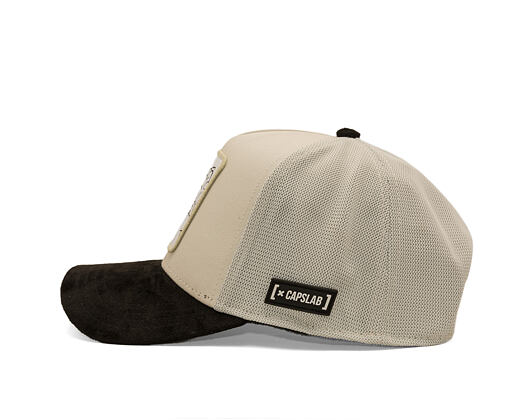 Kšiltovka Capslab - Tom & Jerry Trucker - Tom Line Art Suede Visor - Off White / Black