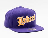 Kšiltovka Mitchell & Ness Old English Faded Snapback Los Angeles Lakers Purple