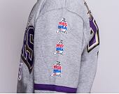 Mikina Mitchell & Ness All Over Print Fleece Crew Los Angeles Lakers Grey Heather
