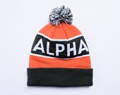 Kulich Alpha Industries Block Bobble Beanie Darkgreen/Orange